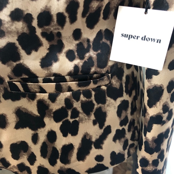 NWT Super Down satin Leopard print belted wrap jacket Sz M (slight flaw) - Picture 7 of 10